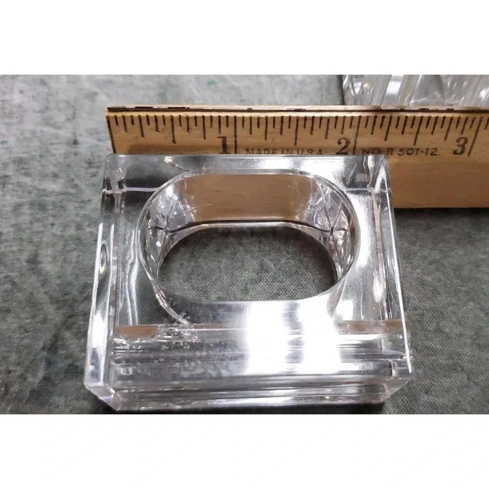 Vtg‎ Lillian Vernon Napkin Rings Holders Bud Vases Clear Lucite Modern Set of 4